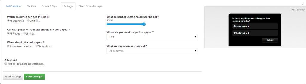 polls settings
